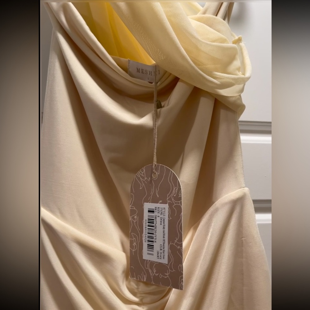 Meshki Soft Cream Draped Gown